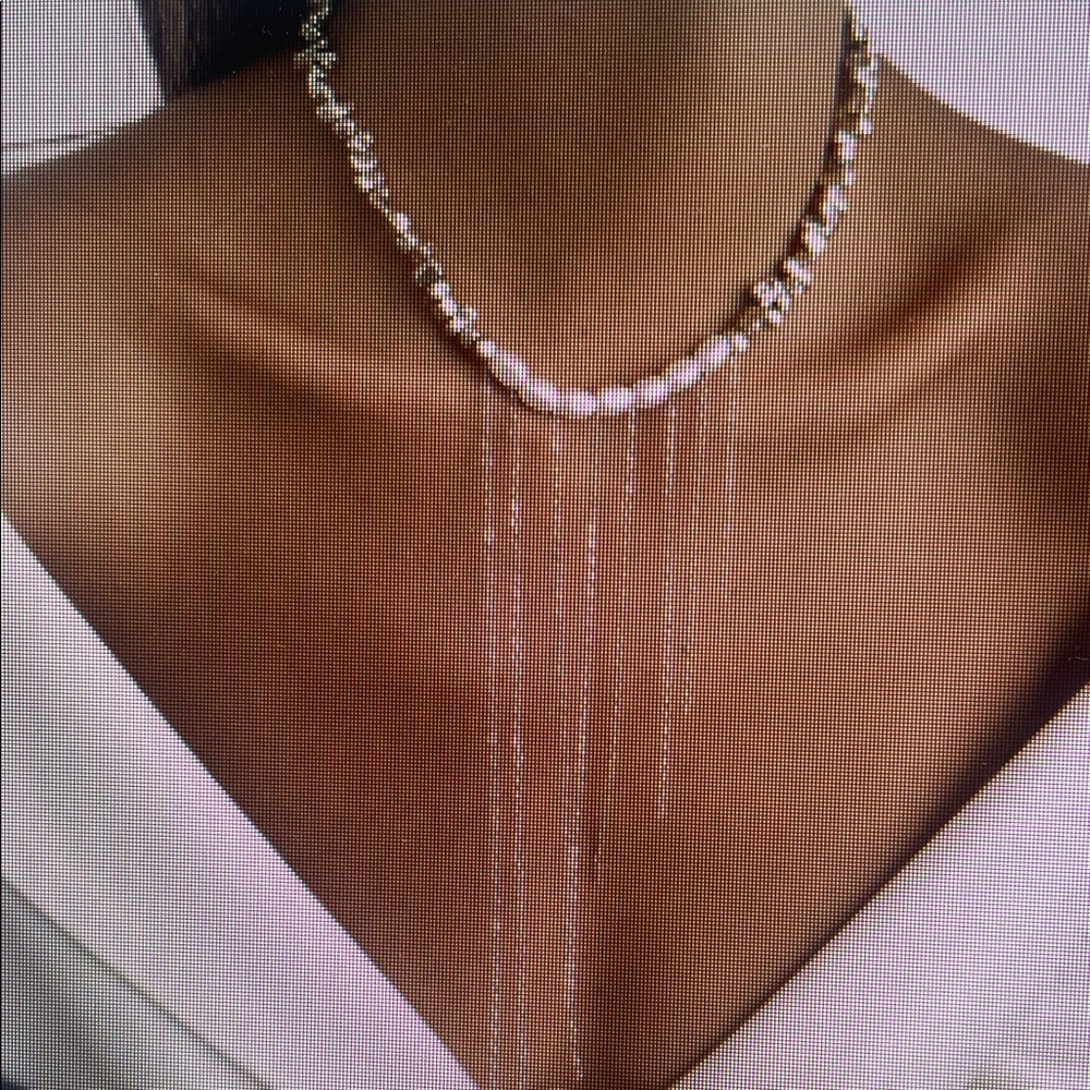 Dazzling Silver Necklace with Crystal Chains